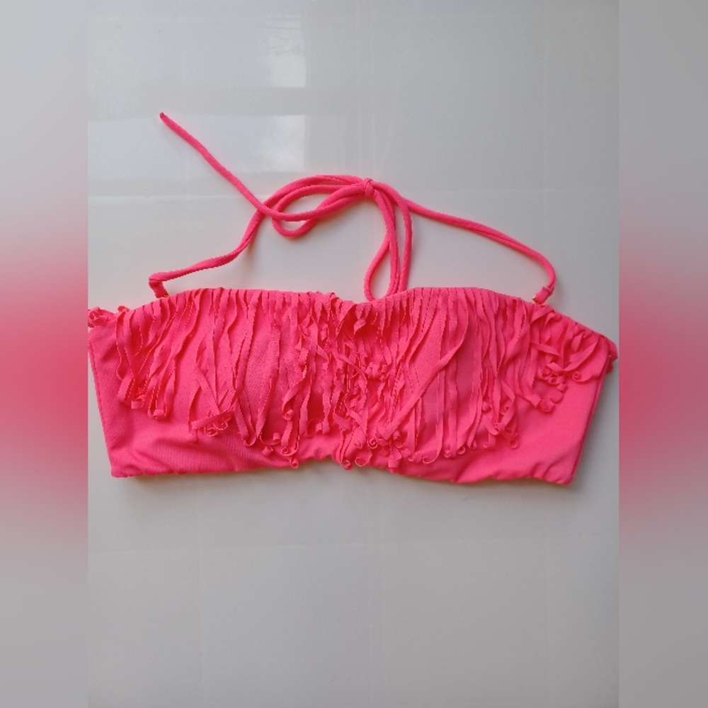 Pick 3 for $15 Victorias Secret pink fringe swim bandeau bikini TOP, Medium